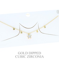 15.5 INCH GOLD PLATED CZ STAR NECKLACE