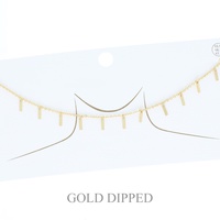 15.5 INCH GOLD PLATED CHARM DANGLE BAR NECKLACE