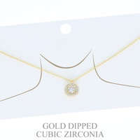 15.5 INCH GOLD PLATED CZ  SOLITAIRE NECKLACE