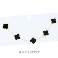 15.5 INCH GOLD PLATED QUATREFOIL LINK NECKLACE