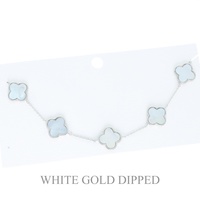 15.5 INCH GOLD PLATED QUATREFOIL LINK NECKLACE