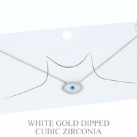 15.5 INCH GOLD PLATED CZ  EVIL EYE NECKLACE