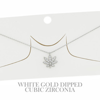 CUBIC ZIRCONIA MARIJUANA LEAF ADJUSTABLE CHAIN NECKLACE IN YELLOW GOLD AND WHITE GOLD PLATING