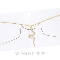 WOMEN'S GOLD DIPPED CZ PAVE SNAKE NECKLACE