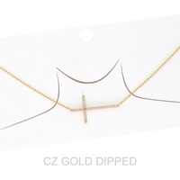 WOMEN'S GOLD DIPPED CZ PAVE CROSS NECKLACE