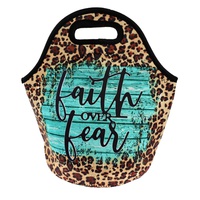 WESTERN "FAITH OVER FEAR" ANIMAL PRINT NEOPRENE INSULATED LUNCH BAG TOTE