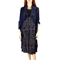 PLEATED JACQUARD PRINT MIDI JACKET DRESS