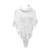 Lc3016Wh Knit Turtle Neck Poncho