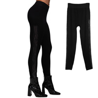 WAVE DESIGN CRYSTAL STUDDED HIGH WAISTED LEGGINGS