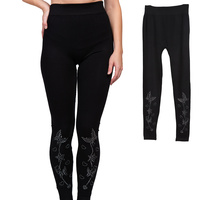BUTTERFLY CRYSTAL STUDDED HIGH WAISTED LEGGINGS
