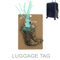 WESTERN LEOPARD PRINT COWBOY BOOT REUSABLE FRINGE LUGGAGE TAG