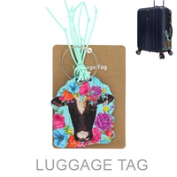WESTERN FLORAL COW REUSABLE FRINGE LUGGAGE TAG