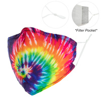 TIE DYE PRINT UNISEX MASK W/ FILTER POCKET & ADJUSTABLE  ELASTIC EAR STRAP