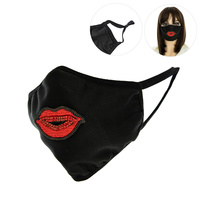 RED LIPS FASHION MASK W/ RHINESTONE