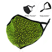 STONE BLING MASK W/ FILTER POCKET & ADJUSTABLE ELASTIC EAR STRAP