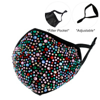 BLING STONE MASK W/ FILTER POCKET  & ADJUSTABLE ELASTIC EAR STRAP