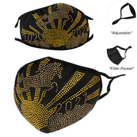 HORSE HAPPY NEW YEAR 2021 BLING MASK W/ FILTER POCKET & ADJUSTABLE ELASTIC EAR STRAP