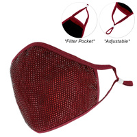 RHINESTONE BLING MASK W/ FILTER POCKET & ADJUSTABLE ELASTIC EAR STRAP