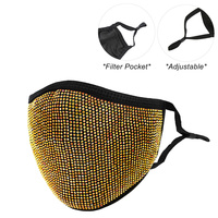 RHINESTONE BLING MASK W/ FILTER POCKET & ADJUSTABLE ELASTIC EAR STRAP