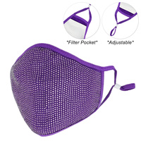 RHINESTONE BLING MASK W/ FILTER POCKET & ADJUSTABLE ELASTIC EAR STRAP