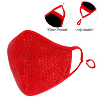 RHINESTONE BLING MASK W/ FILTER POCKET & ADJUSTABLE ELASTIC EAR STRAP