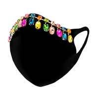 OVAL DROP DAGLE STONE FASHION MASK W/ COMFORTABLE EARLOOP