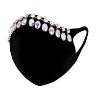 OVAL DROP DAGLE STONE FASHION MASK W/ COMFORTABLE EARLOOP