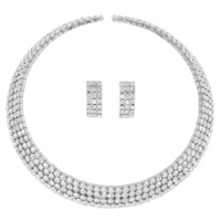 MULTI-ROW RHINESTONE COLLAR NECKLACE SET