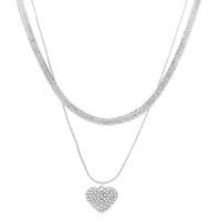 2-PIECE SNAKE CHAIN AND HEART PENDANT ADJUSTABLE LAYERING NECKLACE SET