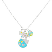 EASTER BUNNY EGG ENAMEL COATED CHARM PENDANT CHAIN NECKLACE