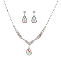 CRYSTAL TEARDROP STATEMENT NECKLACE SET