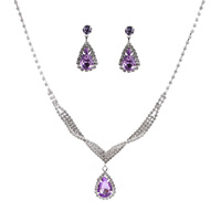 CRYSTAL TEARDROP STATEMENT NECKLACE SET