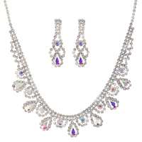CRYSTAL RHINESTONE TEARDROP NECKLACE EARRING SET