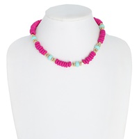 BOHEMIAN TWO-TONE DISC BEADED COLLAR NECKLACE
