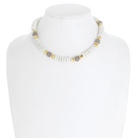 BOHEMIAN TWO-TONE DISC BEADED MULTI BEAD ADJUSTABLE COLLAR NECKLACE
