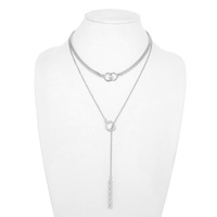 15"  MULTISTRANDED ADJUSTABLE CHAIN LARIAT TOGGLE NECKLACE