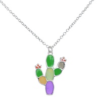 WESTERN BLOOMING CACTUS PENDANT NECKLACE