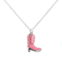 WESTERN FLAMING COWBOY BOOTS PENDANT NECKLACE
