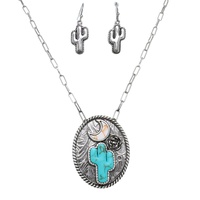 WESTERN MIDNIGHT CACTUS TURQUOISE NECKLACE SETMIDNIGHT CACTUS NECKLACE SET