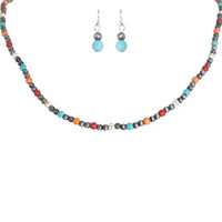 WESTERN NAVAJO PEARL TURQUOISE BEADED NECKLACE SET