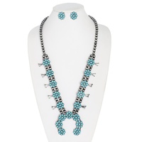 WESTERN NAVAJO PEARL SQUASH BLOSSOM NECKLACE SET