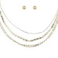 GOLD TONE MULTI STRAND CHAIN NECKLACE SET