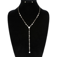 GOLD TONE LARIAT STATION CHAIN NECKLACE SET
