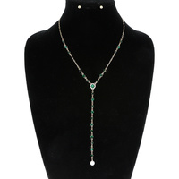 GOLD TONE LARIAT STATION CHAIN NECKLACE SET