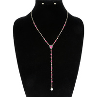 GOLD TONE LARIAT STATION CHAIN NECKLACE SET