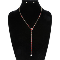 GOLD TONE LARIAT STATION CHAIN NECKLACE SET