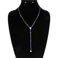 GOLD TONE LARIAT STATION CHAIN NECKLACE SET