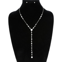 GOLD TONE LARIAT STATION CHAIN NECKLACE SET