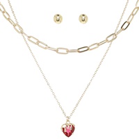 METLTING HEART MULTI STRAND CHAIN NECKLACE SET