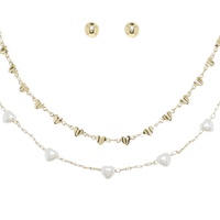 PEARL MULTI STRAND HEART STATION NECKLACE SET